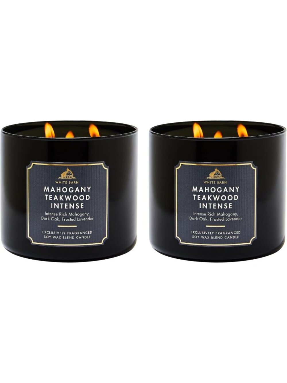 Long-Lasting Mahogany Teakwood Scented 3-Wick Candle Set - Room-Filling